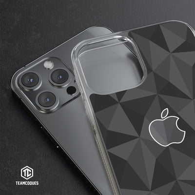 Coque design FACETTES APPLE POMME NOIR - TEAMCOQUES
