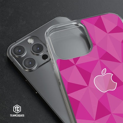 Coque design FACETTES APPLE POMME ROSE - TEAMCOQUES