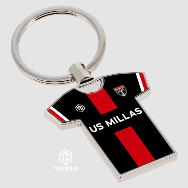 Porte-clés métal maillot rugby amateur US MILLAS personnalisable - TEAMCOQUES