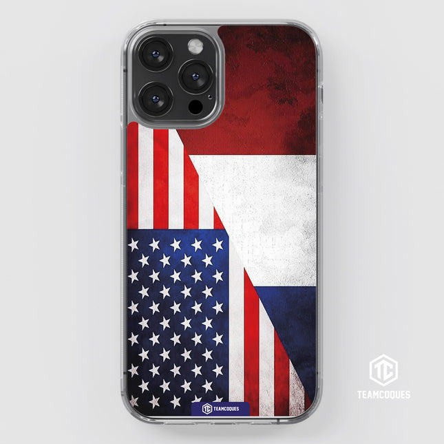 Coque drapeau USA ETATS-UNIS - FRANCE personnalisable - TEAMCOQUES