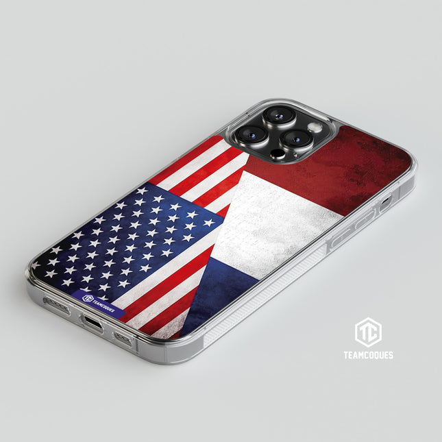 Coque drapeau USA ETATS-UNIS - FRANCE personnalisable - TEAMCOQUES