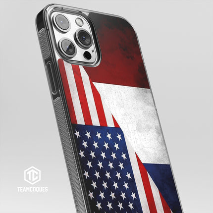 Coque drapeau USA ETATS-UNIS - FRANCE personnalisable - TEAMCOQUES