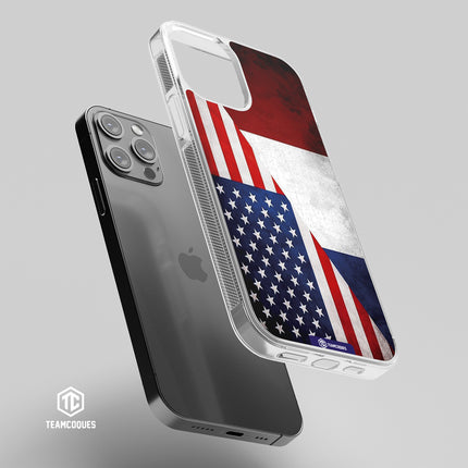 Coque drapeau USA ETATS-UNIS - FRANCE personnalisable - TEAMCOQUES