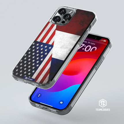 Coque drapeau USA ETATS-UNIS - FRANCE personnalisable - TEAMCOQUES