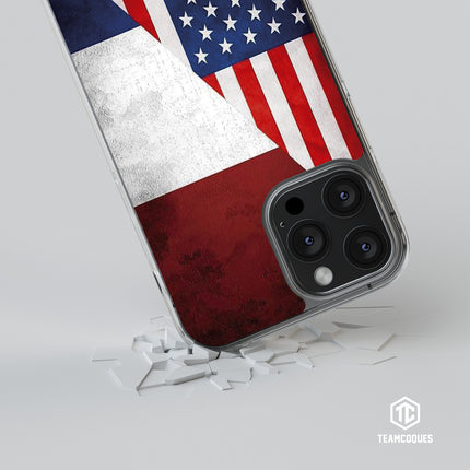Coque drapeau USA ETATS-UNIS - FRANCE personnalisable - TEAMCOQUES