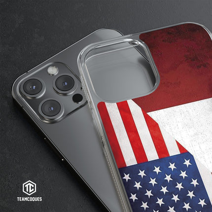 Coque drapeau USA ETATS-UNIS - FRANCE personnalisable - TEAMCOQUES