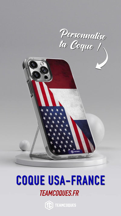 Vidéo Coque drapeau USA ETATS-UNIS - FRANCE personnalisable - TEAMCOQUES