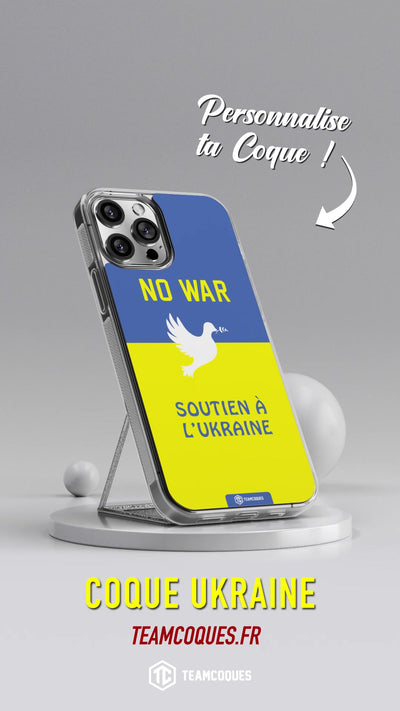 Vidéo Coque drapeau UKRAINE SOUTIEN - NO WAR personnalisable - TEAMCOQUES