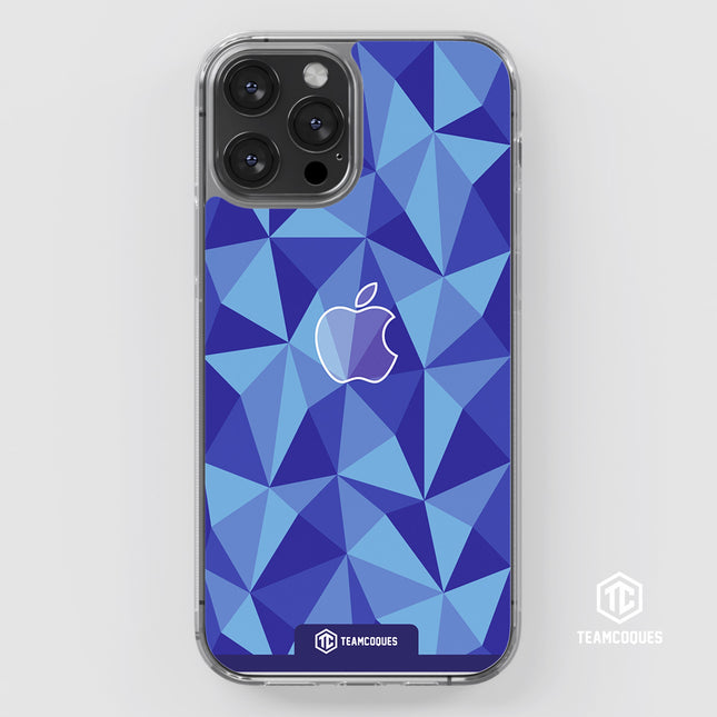 Coque design FACETTES APPLE POMME BLEU - TEAMCOQUES