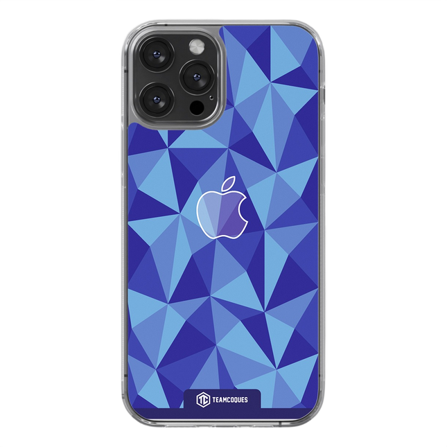 Coque design FACETTES APPLE POMME BLEU - TEAMCOQUES