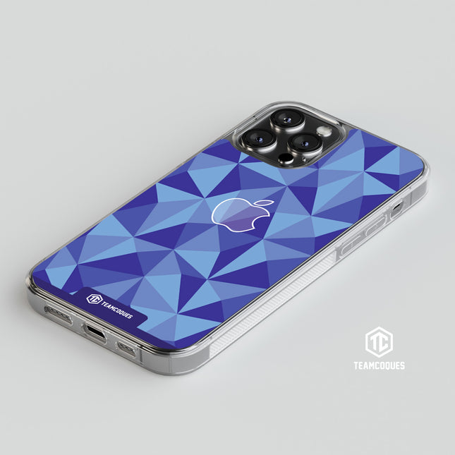 Coque design FACETTES APPLE POMME BLEU - TEAMCOQUES