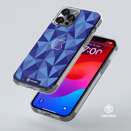 Coque design FACETTES APPLE POMME BLEU - TEAMCOQUES