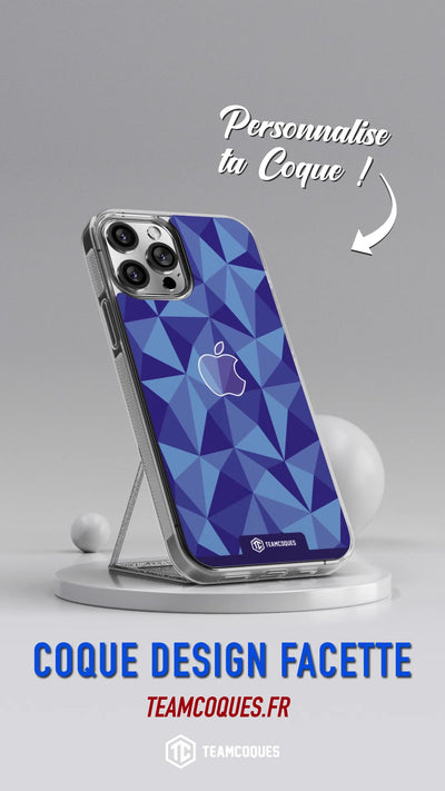 Vidéo Coque design FACETTES APPLE POMME BLEU - TEAMCOQUES