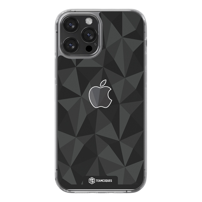 Coque design FACETTES APPLE POMME NOIR - TEAMCOQUES