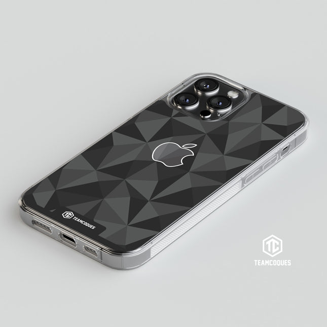 Coque design FACETTES APPLE POMME NOIR - TEAMCOQUES