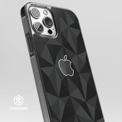 Coque design FACETTES APPLE POMME NOIR - TEAMCOQUES
