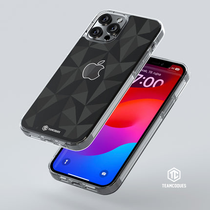 Coque design FACETTES APPLE POMME NOIR - TEAMCOQUES