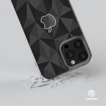 Coque design FACETTES APPLE POMME NOIR - TEAMCOQUES