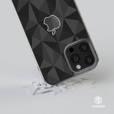 Coque design FACETTES APPLE POMME NOIR - TEAMCOQUES