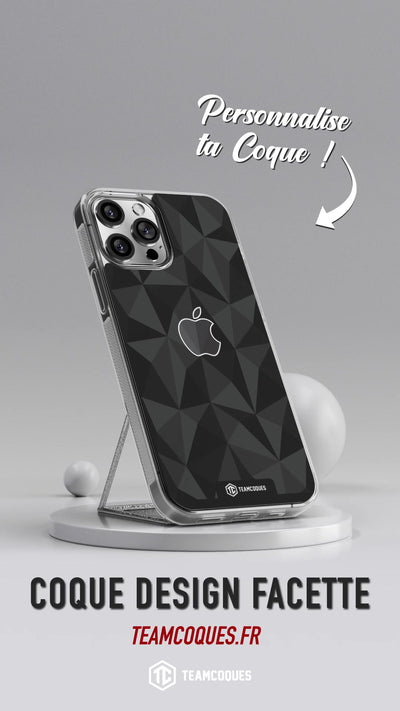 Vidéo Coque design FACETTES APPLE POMME NOIR - TEAMCOQUES