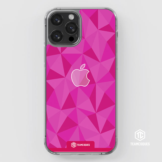 Coque design FACETTES APPLE POMME ROSE - TEAMCOQUES