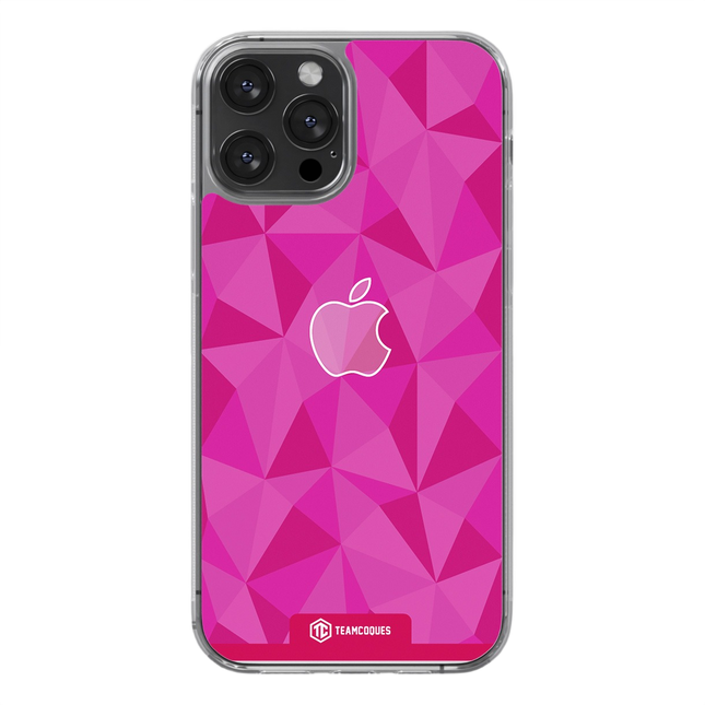 Coque design FACETTES APPLE POMME ROSE - TEAMCOQUES