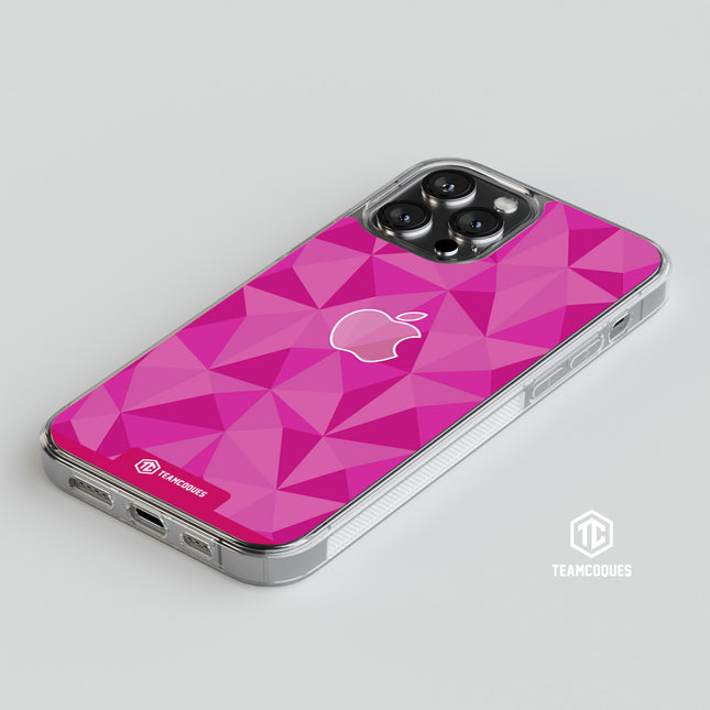 Coque design FACETTES APPLE POMME ROSE - TEAMCOQUES