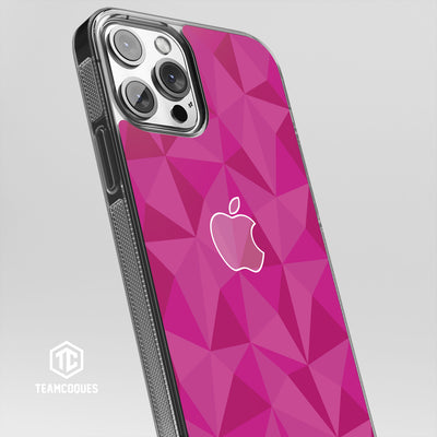 Coque design FACETTES APPLE POMME ROSE - TEAMCOQUES