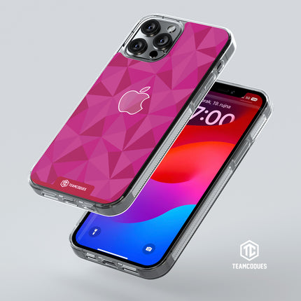 Coque design FACETTES APPLE POMME ROSE - TEAMCOQUES