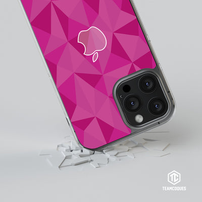 Coque design FACETTES APPLE POMME ROSE - TEAMCOQUES