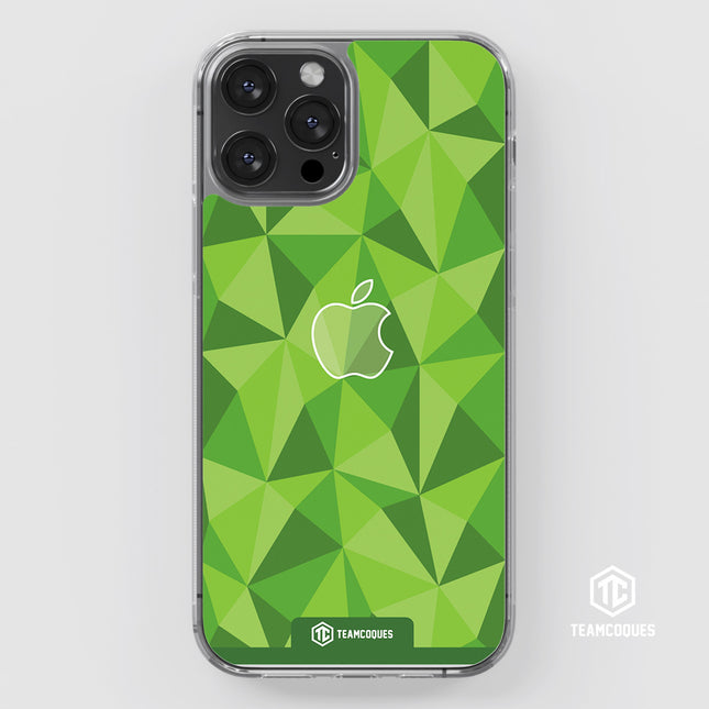 Coque design FACETTES APPLE POMME VERT - TEAMCOQUES