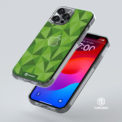 Coque design FACETTES APPLE POMME VERT - TEAMCOQUES