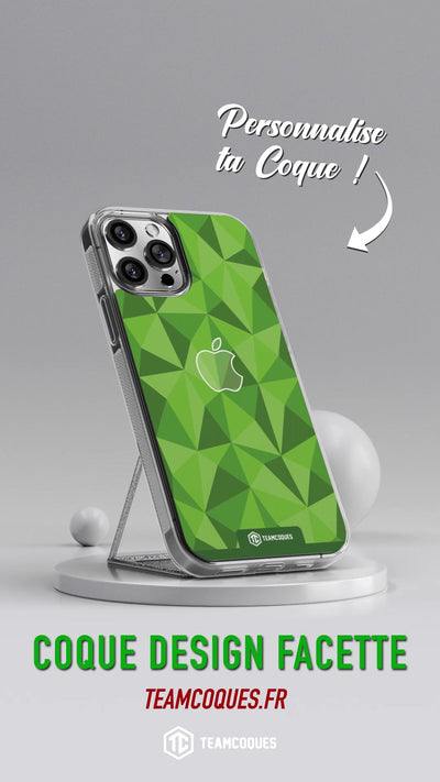 Vidéo Coque design FACETTES APPLE POMME VERT - TEAMCOQUES