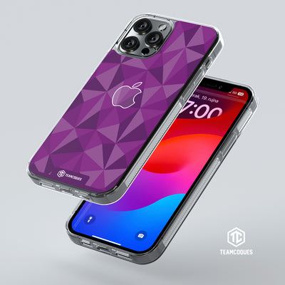 Coque design FACETTES APPLE POMME VIOLET - TEAMCOQUES