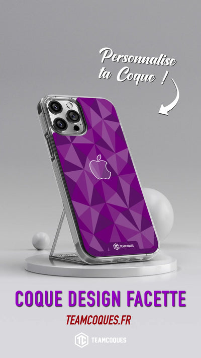 Vidéo Coque design FACETTES APPLE POMME VIOLET - TEAMCOQUES