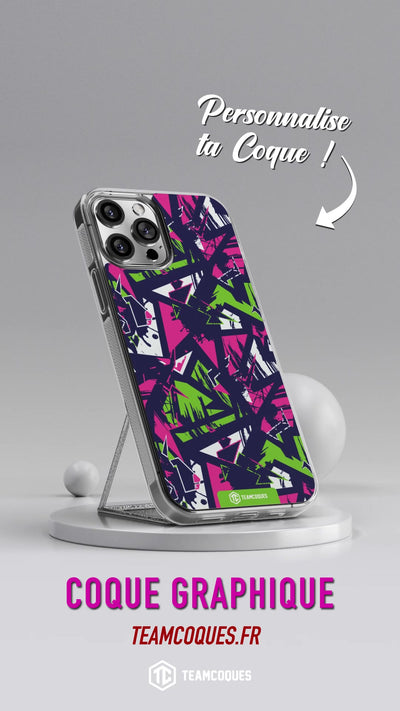 Vidéo Coque design GRAPHIQUE 03 VIOLET VERT - TEAMCOQUES