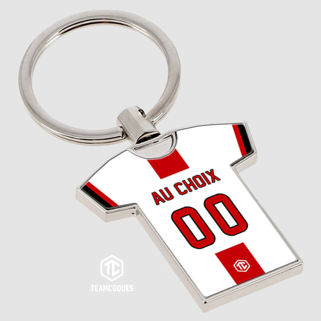 Porte-clés métal maillot foot AJACCIO ACA n°2 personnalisable - TEAMCOQUES