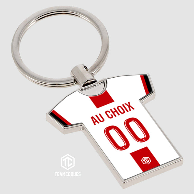 Porte-clés métal maillot foot AJACCIO ACA n°2 personnalisable - TEAMCOQUES