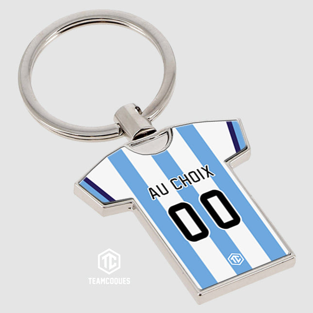 Porte-clés métal maillot foot ARGENTINE n°2 personnalisable - TEAMCOQUES