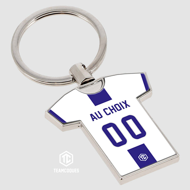 Porte-clés métal maillot foot AUXERRE n°2 personnalisable - TEAMCOQUES