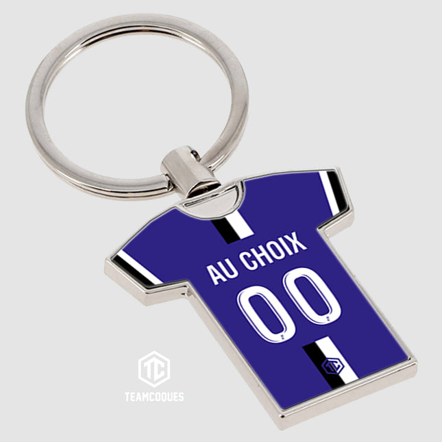 Porte-clés métal maillot foot BASTIA n°2 personnalisable - TEAMCOQUES