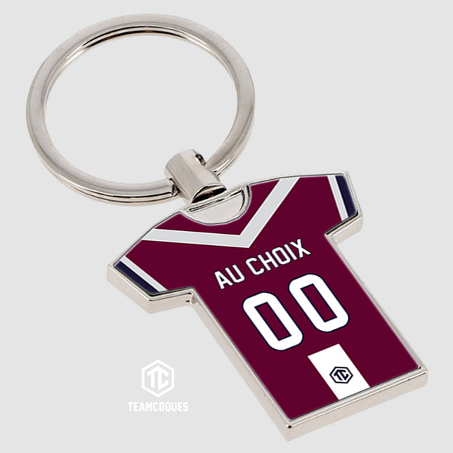 Porte-clés métal maillot rugby BORDEAUX BEGLES n°2 personnalisable - TEAMCOQUES