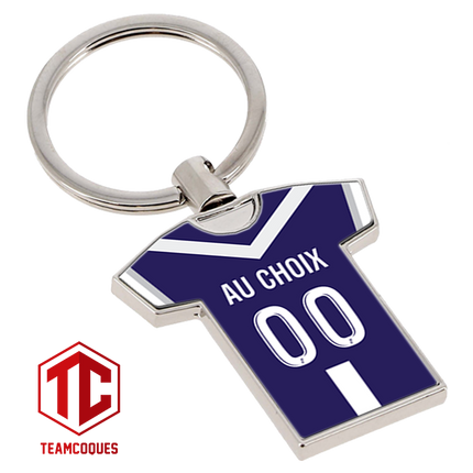 Porte-clés métal maillot foot BORDEAUX GIRONDINS n°2 personnalisable - TEAMCOQUES