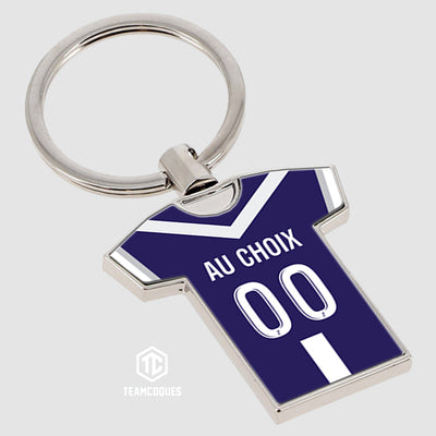Porte-clés métal maillot foot BORDEAUX GIRONDINS n°2 personnalisable - TEAMCOQUES