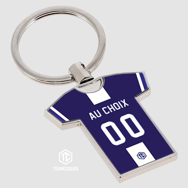Porte-clés métal maillot rugby CASTRES n°2 personnalisable - TEAMCOQUES