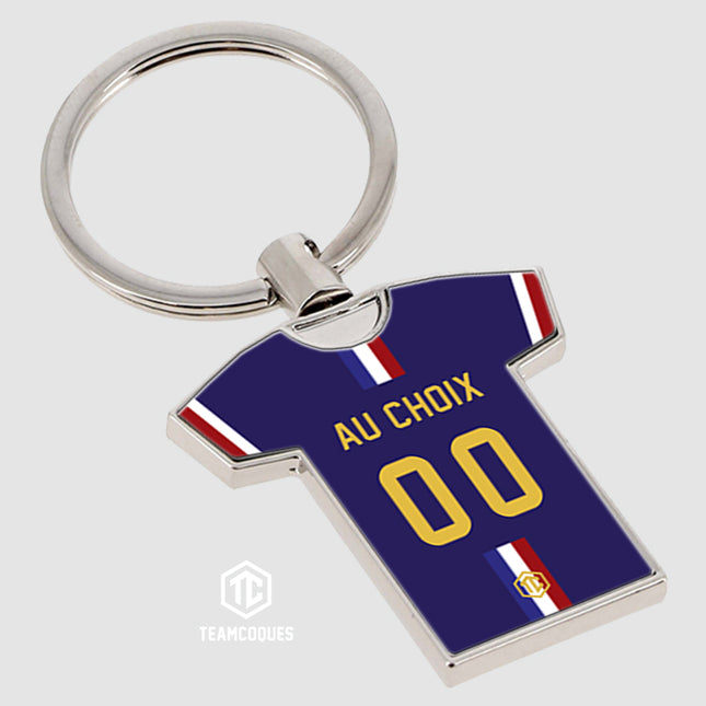 Porte-clés métal maillot foot FRANCE EDF 2022 n°2 personnalisable - TEAMCOQUES