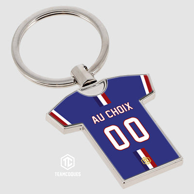 Porte-clés métal maillot foot FRANCE EDF 2024 n°2 personnalisable - TEAMCOQUES
