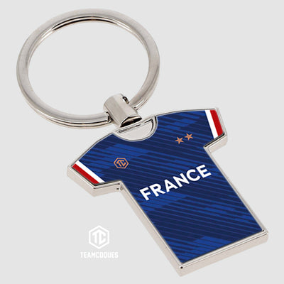 Porte-clés métal maillot foot FRANCE EDF 2026 DOMICILE n°1 - TEAMCOQUES