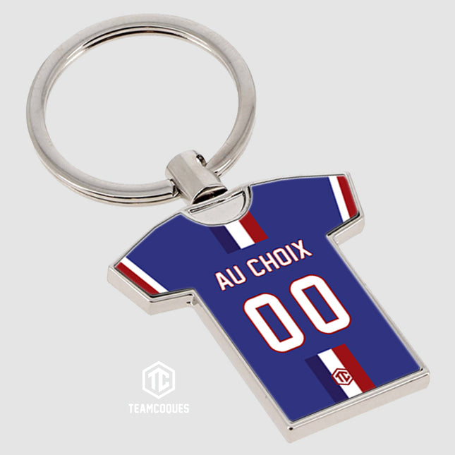 Porte-clés métal maillot rugby XV FRANCE RUGBY n°2 personnalisable - TEAMCOQUES