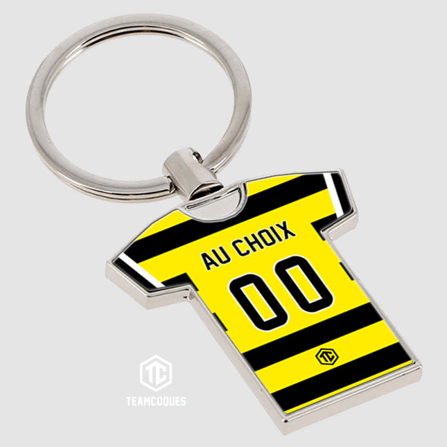 Porte-clés métal maillot rugby LA ROCHELLE n°2 personnalisable - TEAMCOQUES